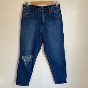 GAP High Rise Distressed Mom Jean Dark Wash Size 30R